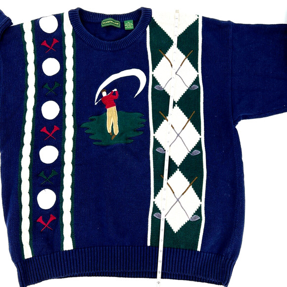 Vintage 90s Clubfellow 100% Cotton Golf Sweater Size 2XL - Picture 4 of 10